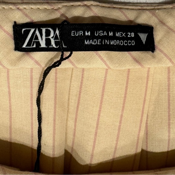 NWT Zara Pleated Tank Top - Cotton | Cream + Pinstripes | V-Neck (Medium) - Picture 14 of 14